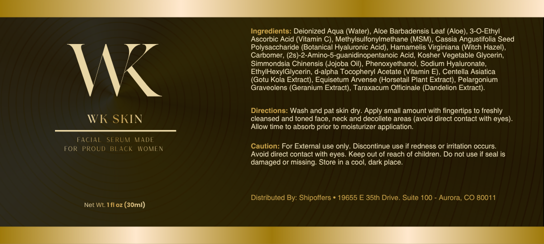 WK Skin Glow Serum — full product label with ingredients, directions and cautions